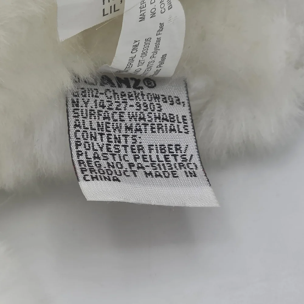 GANZ White Perisan Fluffy Plush Cat with Pink Ear and Nose Details